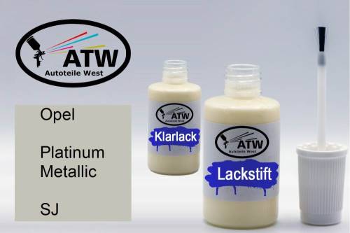 Opel, Platinum Metallic, SJ: 20ml Lackstift + 20ml Klarlack - Set, von ATW Autoteile West.